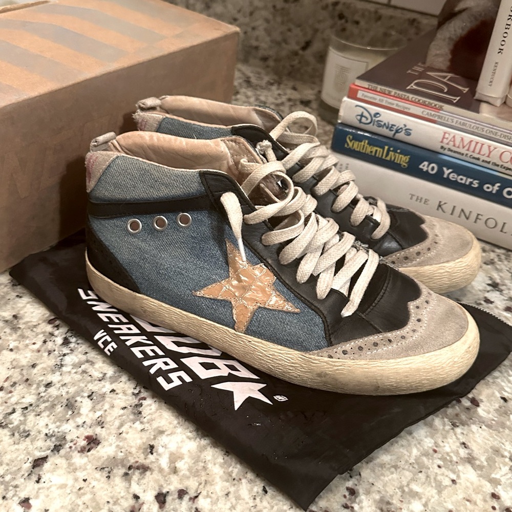GOLDEN GOOSE DENIM MID STAR SNEAKERS SIZE 37